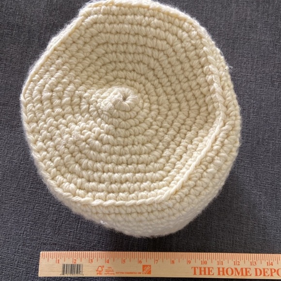 Handcrafted Cream Crochet Basket Bag Craft Handmade - Picture 6 of 6